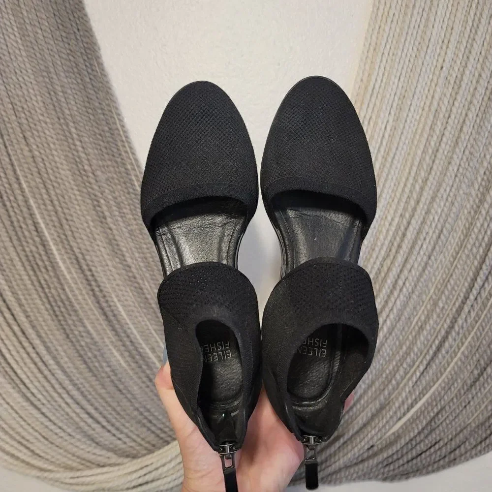 Eileen Fisher Mesh Perforated Ankle Strap Wedges Sz 7.5